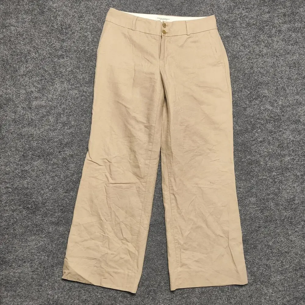 Banana Republic Pants Womens 4 Beige Linen Martin Fit Wide Leg Dress Workwear